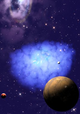 Uzayda uzak gezegenler.