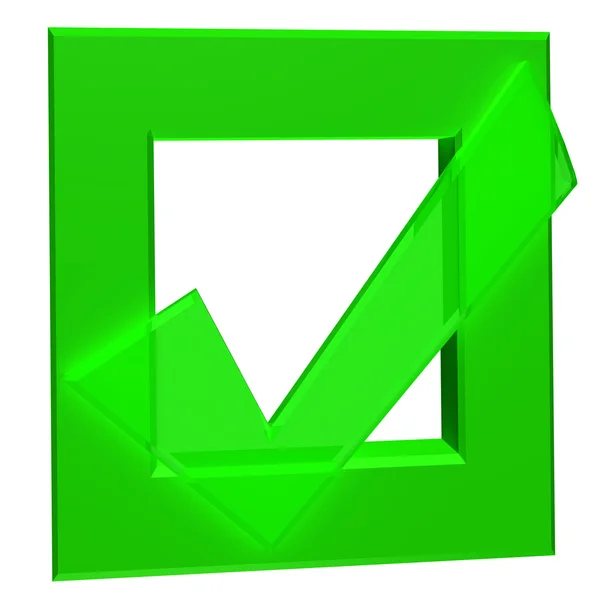 Green checkbox mark 3D — Zdjęcie stockowe