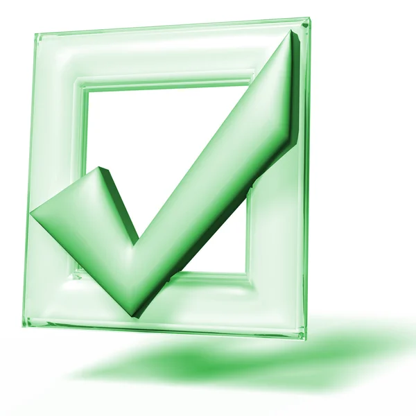 Green checkbox mark 3D — Stock Photo, Image