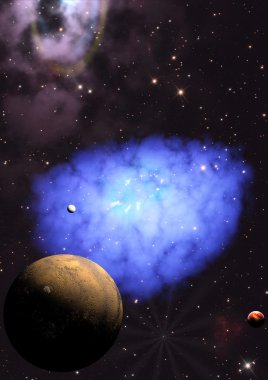 Uzayda uzak gezegenler.