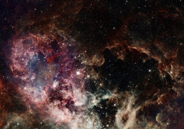 Uzayda bir yıldız alanı ve bir nebula