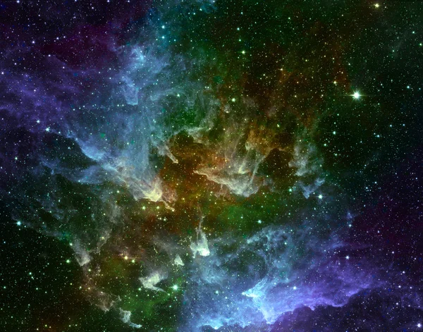 Campo stellare nello spazio e nebulose — Foto Stock