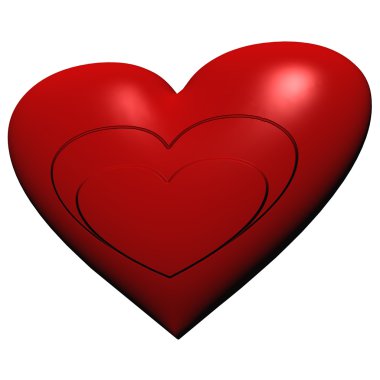 Kırmızı valentine kalp. üç boyutlu render.