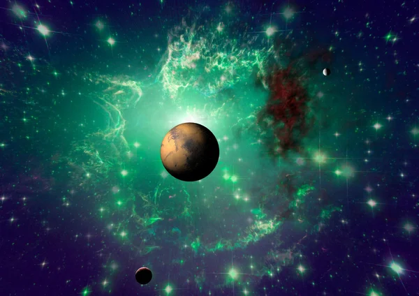 Messze bolygók egy űrben. — Stock Fotó