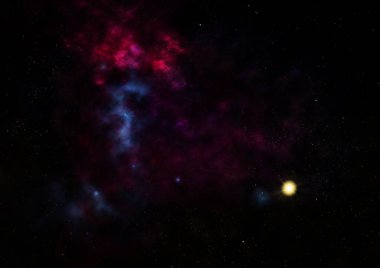 Uzayda bir yıldız alanı bir nebula ve gaz yoğunluğu. 