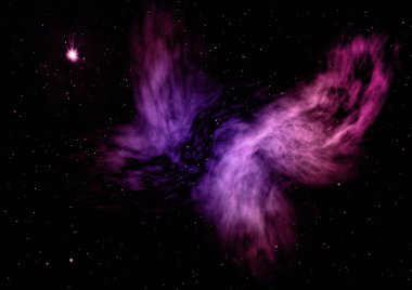 Uzayda bir yıldız alanı bir nebula ve gaz yoğunluğu. Bu görüntünün elementleri NASA tarafından döşenmiştir. 3B görüntüleme