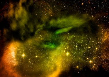 Uzaya karşı parlayan nebula ve yıldız alanı. Bu görüntünün elementleri NASA tarafından desteklenmektedir .