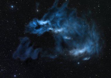 Uzayda bir yıldız alanı bir nebula ve gaz yoğunluğu. Bu görüntünün elementleri NASA tarafından döşenmiştir. 3B görüntüleme