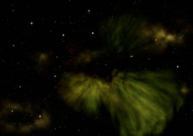 Uzayda bir yıldız alanı ve bir nebula