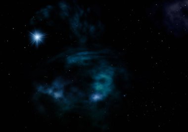 Uzaya karşı parlayan nebula ve yıldız alanı. Bu görüntünün elementleri NASA tarafından desteklenmektedir .