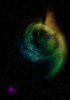 Evrendeki sonsuz uzay alanının küçük bir parçası. Bu görüntünün elementleri NASA tarafından döşenmiştir. 3B görüntüleme