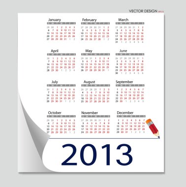 basit 2013 takvim. tüm öğeleri ayrı ayrı vec içinde katmanlı