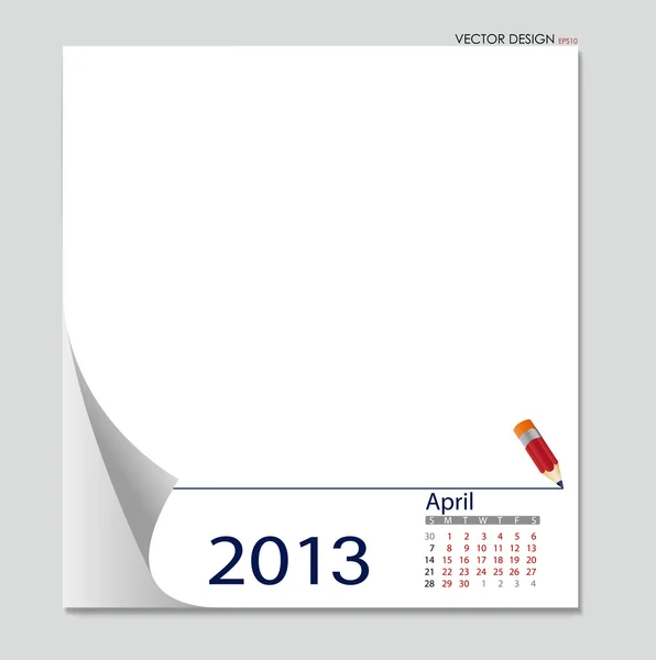 Simple 2012 calendar, April. All elements are layered separately — Stock Vector