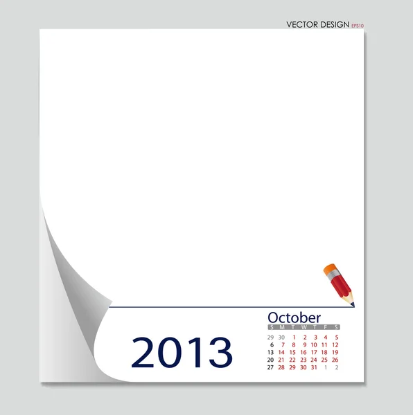 Simple 2012 calendar, October. All elements are layered separate — Stock Vector