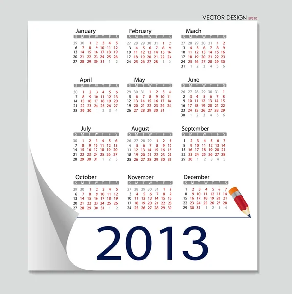 Eenvoudige 2013 kalender. alle elementen zijn afzonderlijk gelaagde in vec — Stockvector