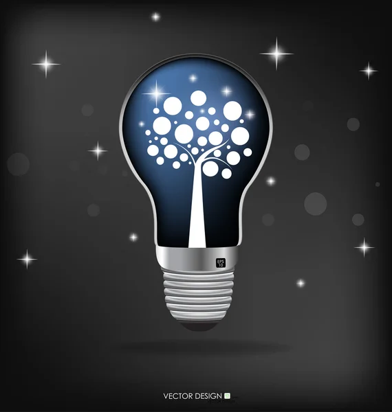 A light bulb with tree inside. Vector illustration. — Stock Vector