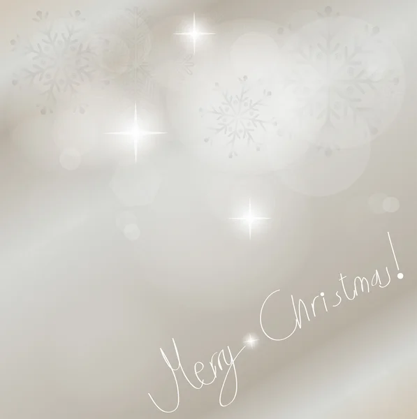 Ljus silver abstrakt jul bakgrund med vita snöflingor — Stock vektor