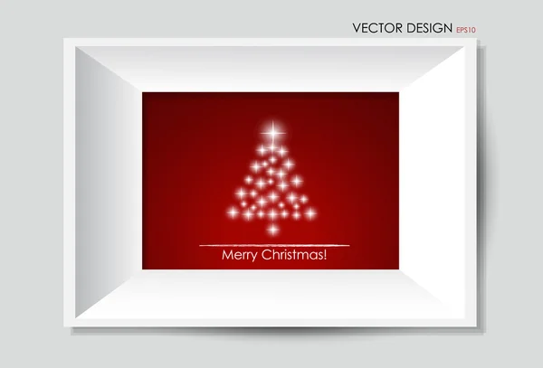 Kerstboom en frame, vectorillustratie. — Stockvector