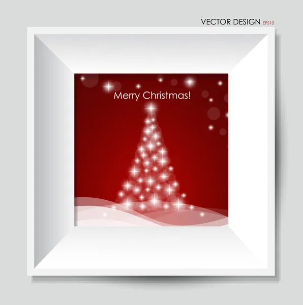 Kerstboom en frame, vectorillustratie. — Stockvector