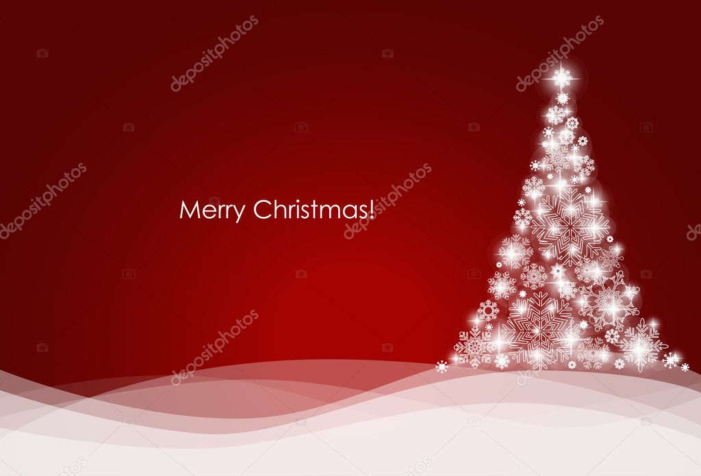 Christmas background with Christmas tree, vector illustration.