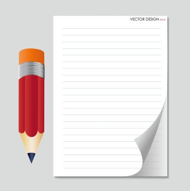 kalem ve beyaz kağıt, mesajınız için hazır. vektör illustrat