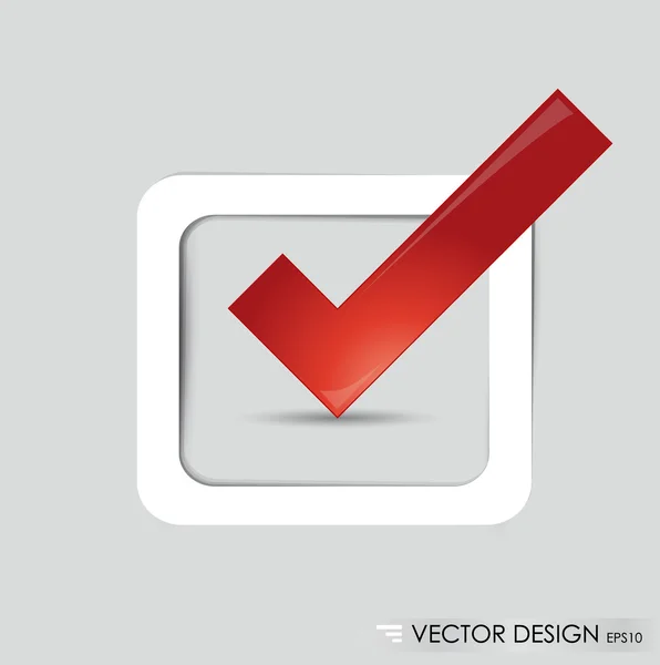 Casella di controllo con segno di spunta rosso, illustrazione vettoriale . — Vettoriale Stock