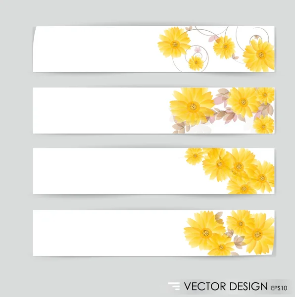 Flor vector fondo folleto plantilla. Conjunto de tarjetas florales — Archivo Imágenes Vectoriales