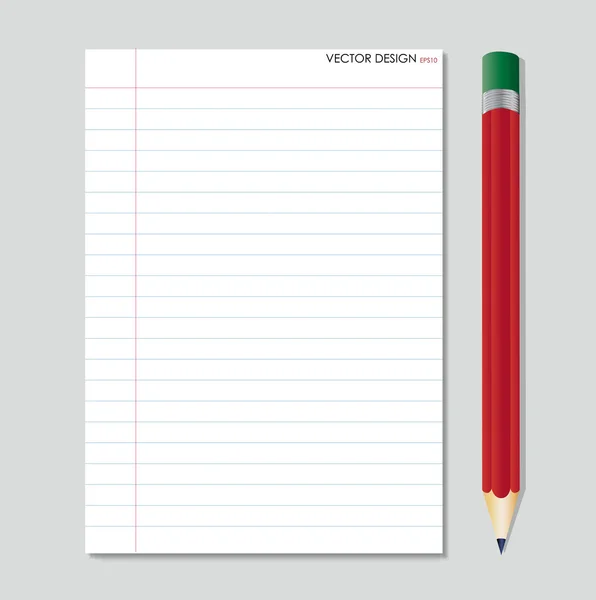 Μολύβι και χαρτί λευκό, έτοιμη για το μήνυμά σας. διάνυσμα illustrat — Διανυσματικό Αρχείο