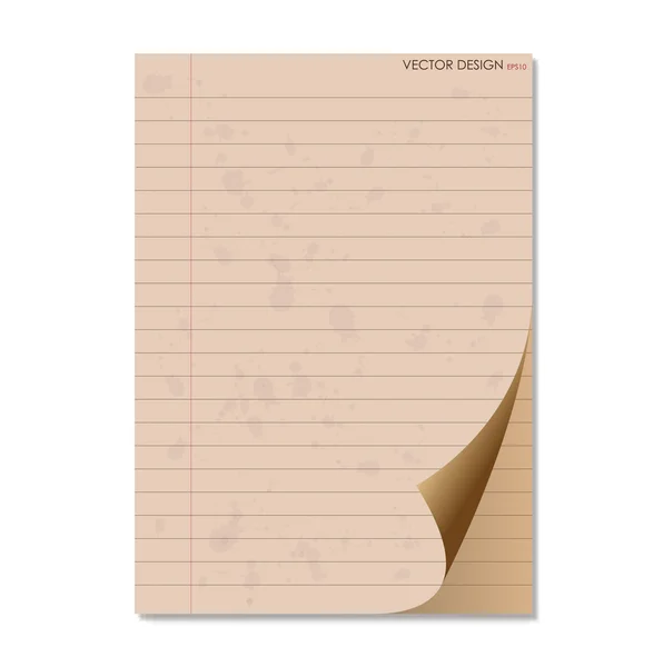 Vel papier. papier pagina met krul, vectorillustratie. — Stockvector