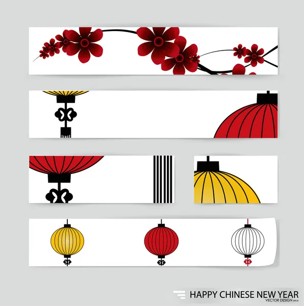 Grandes linternas chinas tradicionales vector fondo folleto temp — Archivo Imágenes Vectoriales