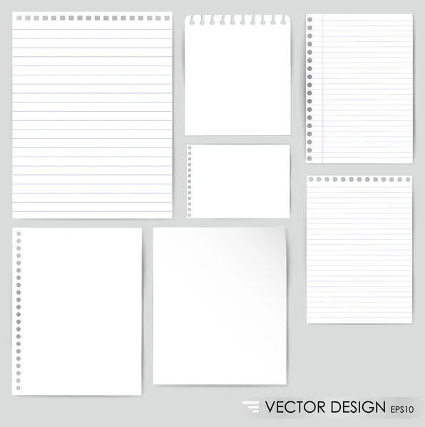 Kolekce různých bílé papíry, připraven na vaše zprávy. — Stockový vektor