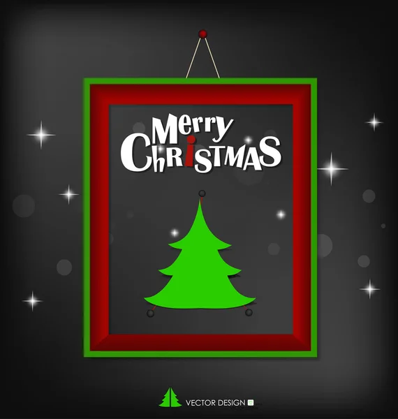Joyeux Noël avec la conception de papier arbre de Noël et cadre moderne — Image vectorielle