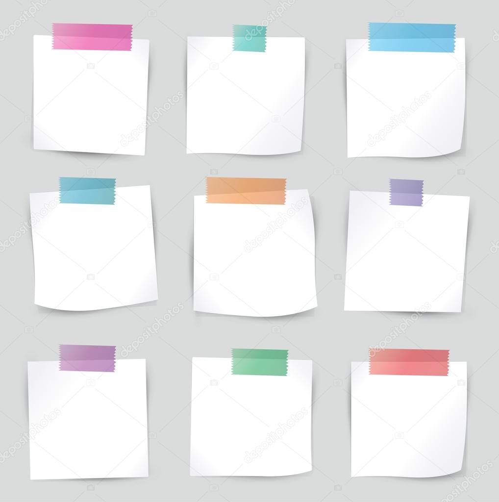 Collection of various white note papers, ready for your message.