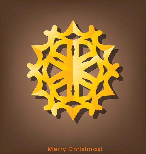 Ročník vánoční pohlednice s origami vločka, vektorové ilustrace — Stockový vektor