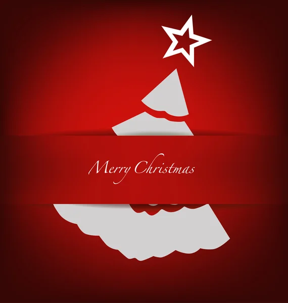 Feliz Navidad postal con origami árbol de Navidad, vector de mal — Vector de stock