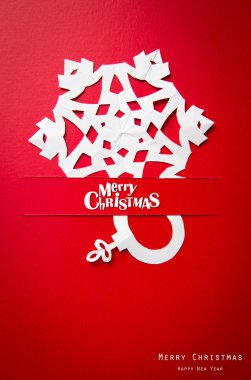 doğru kağıt kar taneleri ve İsa ile Vintage Noel Kartpostalı