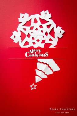 doğru kağıt kar taneleri ve İsa ile Vintage Noel Kartpostalı