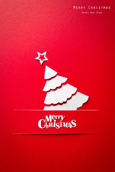 Вінтажна різдвяна листівка з справжньою паперовою різдвяною ялинкою — стокове фото
