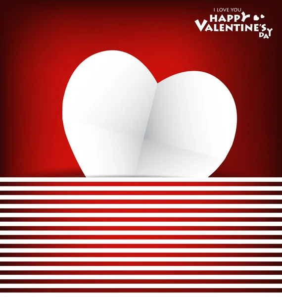 Valentine's day card with Heart Paper. Vector illustration — Stock Vector