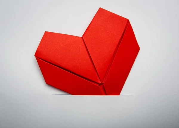 Origami papier hart vorm symbool voor Valentijnsdag met kopie — Stockfoto