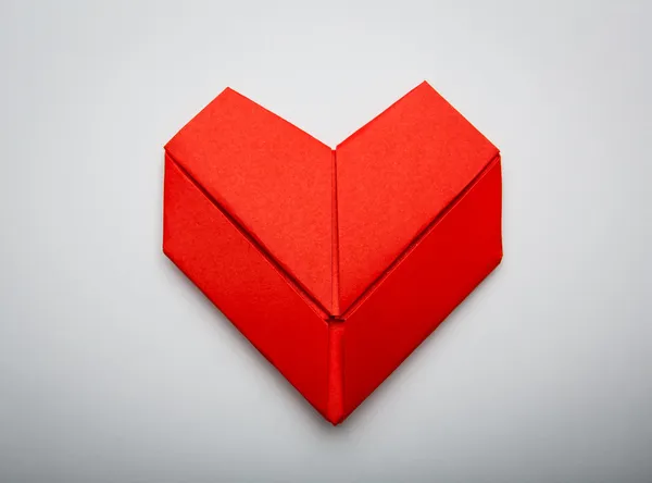 Origami paper heart shape symbol for Valentines day with copy — Stock Photo, Image