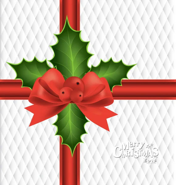 Jul bakgrund med röd rosett, vektor illustration. — Stock vektor