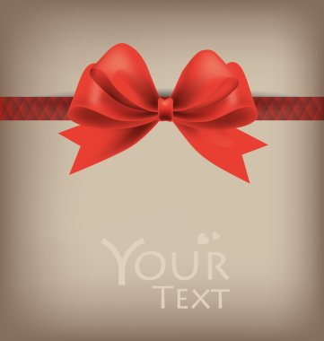 Beautiful cards with red bows and ribbons, vector illustration.