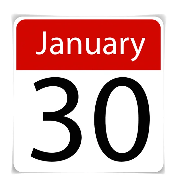 Eenvoudige kalender datum-30 januari, vectorillustratie. — Stockvector