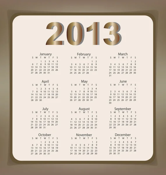 Simples 2013 ano calendário, ilustração vetorial . — Vetor de Stock