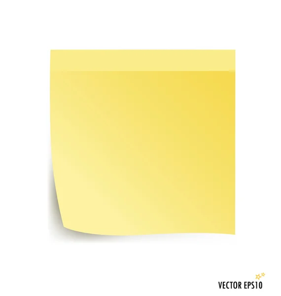 Yellow stick note isolated on white background, vector illustrat — Stock Vector