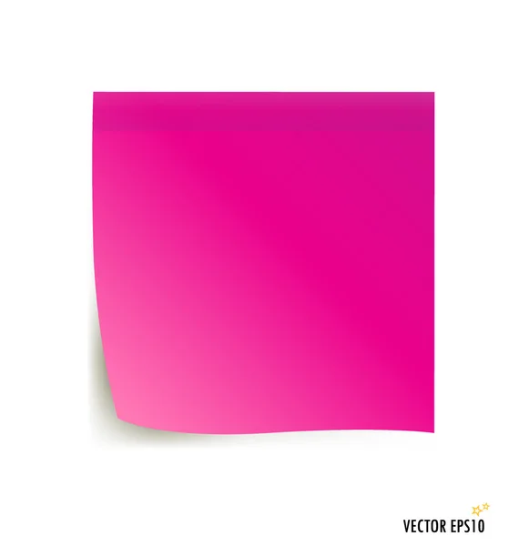 Pink stick note isolated on white background, vector illustratio — Stock Vector