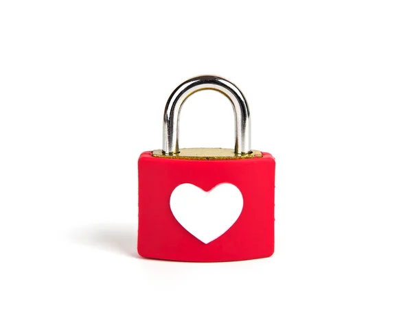 Heart padlock and key on a white background — Stock Photo, Image