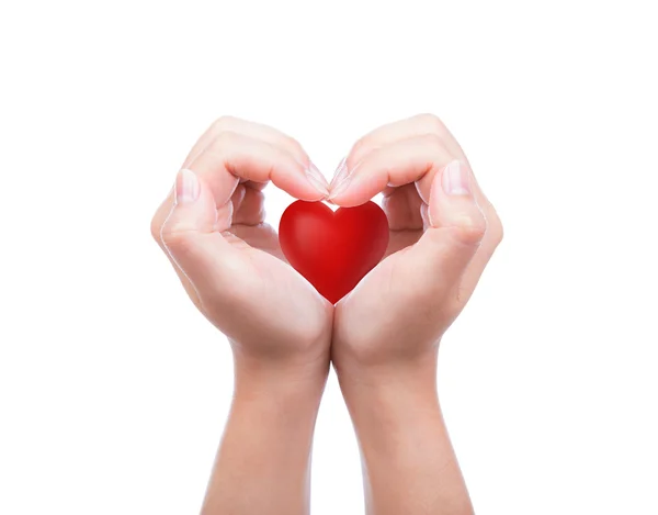 Red heart in woman hand — Stock Photo, Image