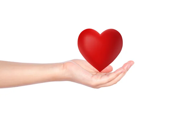 Red heart in woman hand — Stock Photo, Image